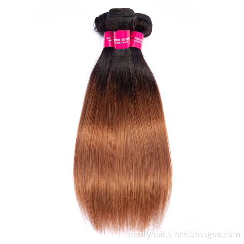 Ombre Body Wave Bundles Honey Brown 1b/30 Human Hair Bundles, Brazilian Virgin Hair Weave Bundles, 2 Tones Remy Hair Extensions
